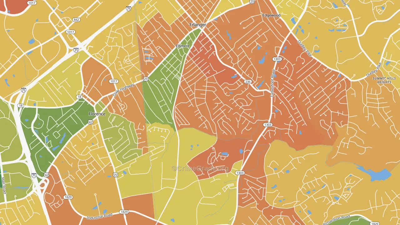 Elsmere, KY Map of Murder Rates