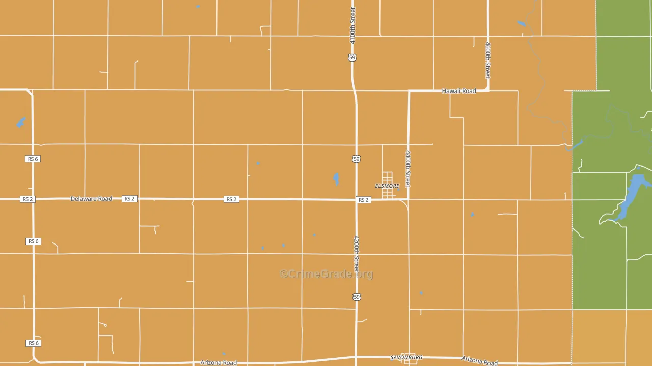 Elsmore, KS Map of Murder Rates