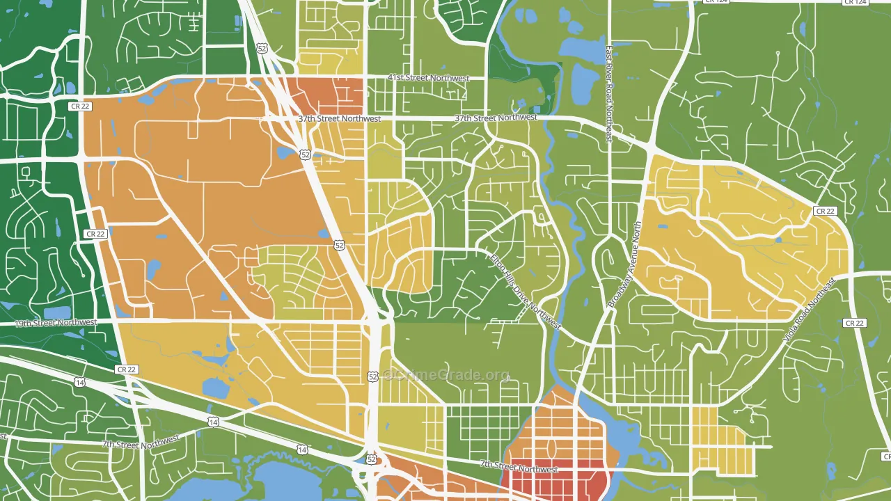 Elton Hills, Rochester, MN Map of Murder Rates