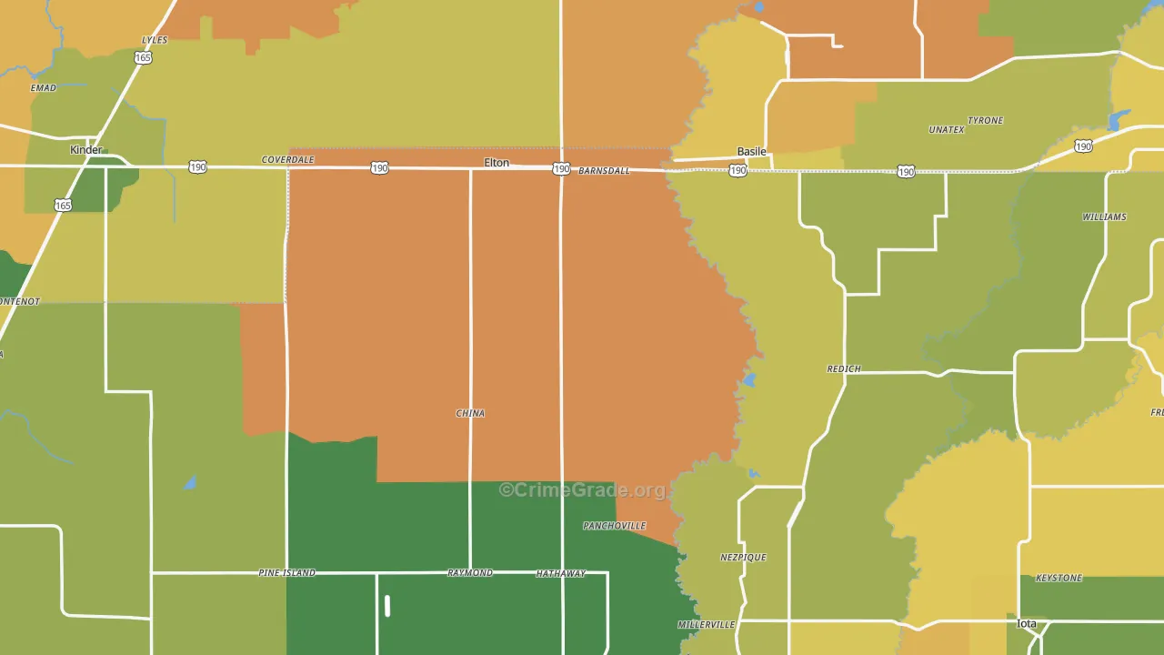 Elton, LA Map of Murder Rates