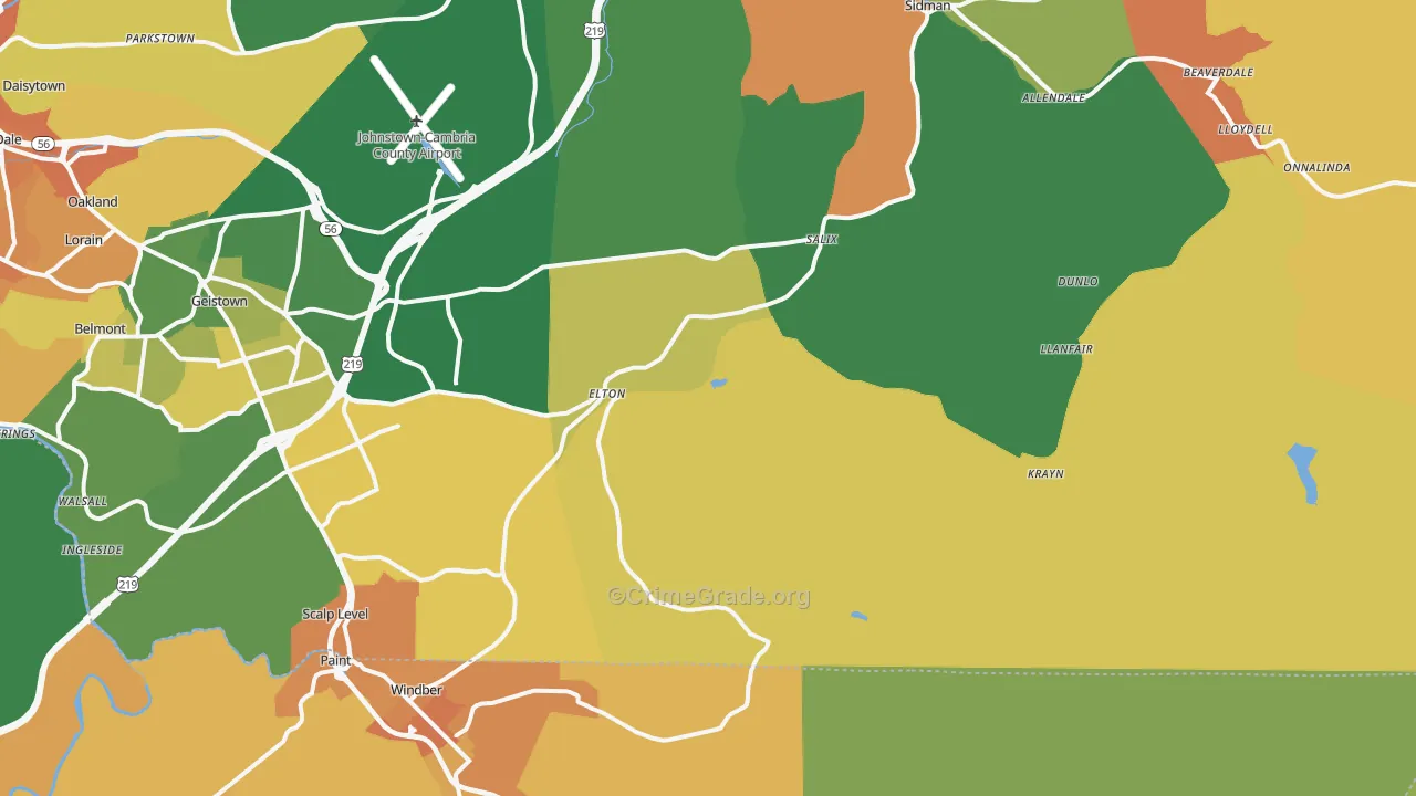 Elton, PA Map of Murder Rates