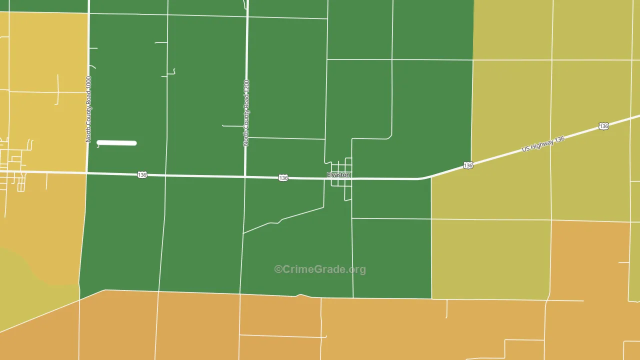 Elvaston, IL Map of Murder Rates