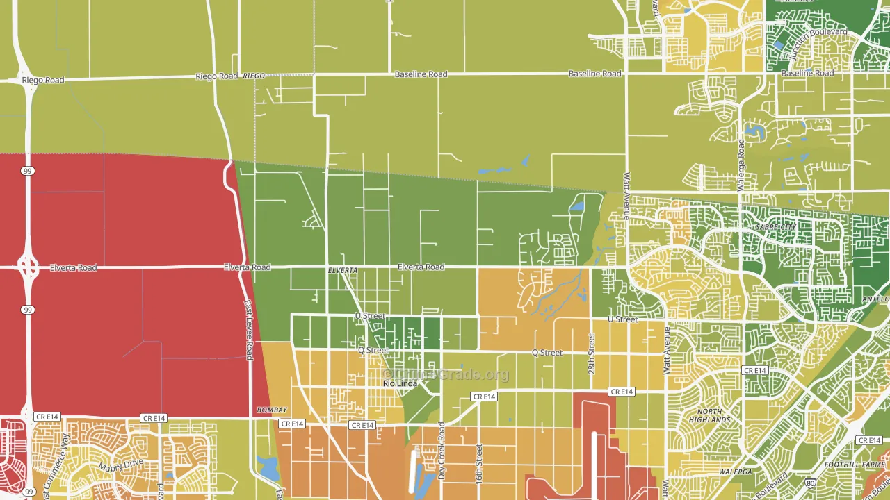 Elverta, CA Map of Murder Rates