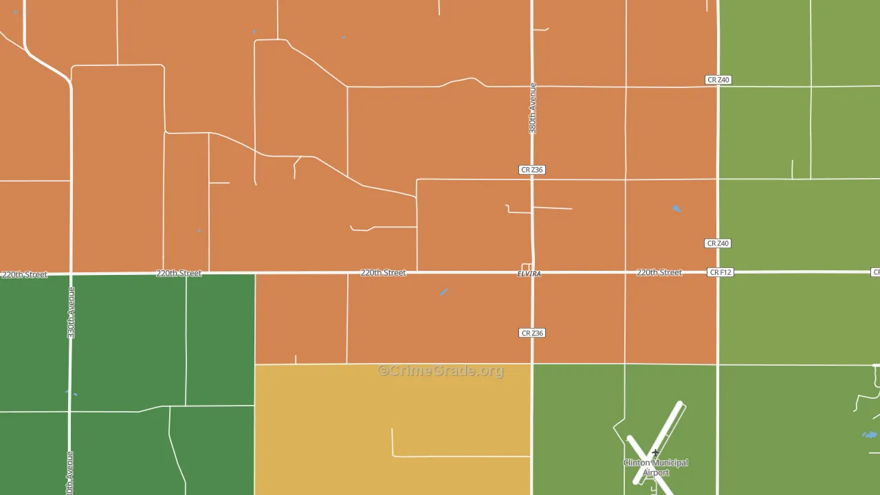 Elvira, IA Map of Murder Rates