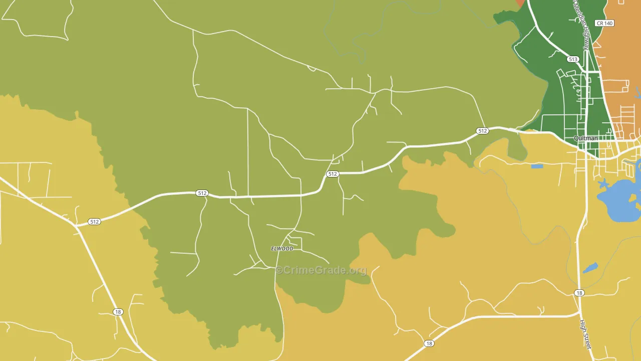 Elwood, MS Map of Murder Rates