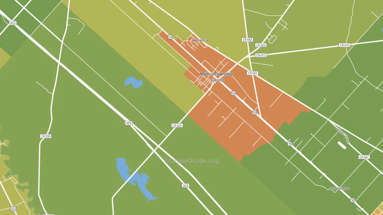 Elwood, NJ Map of Murder Rates