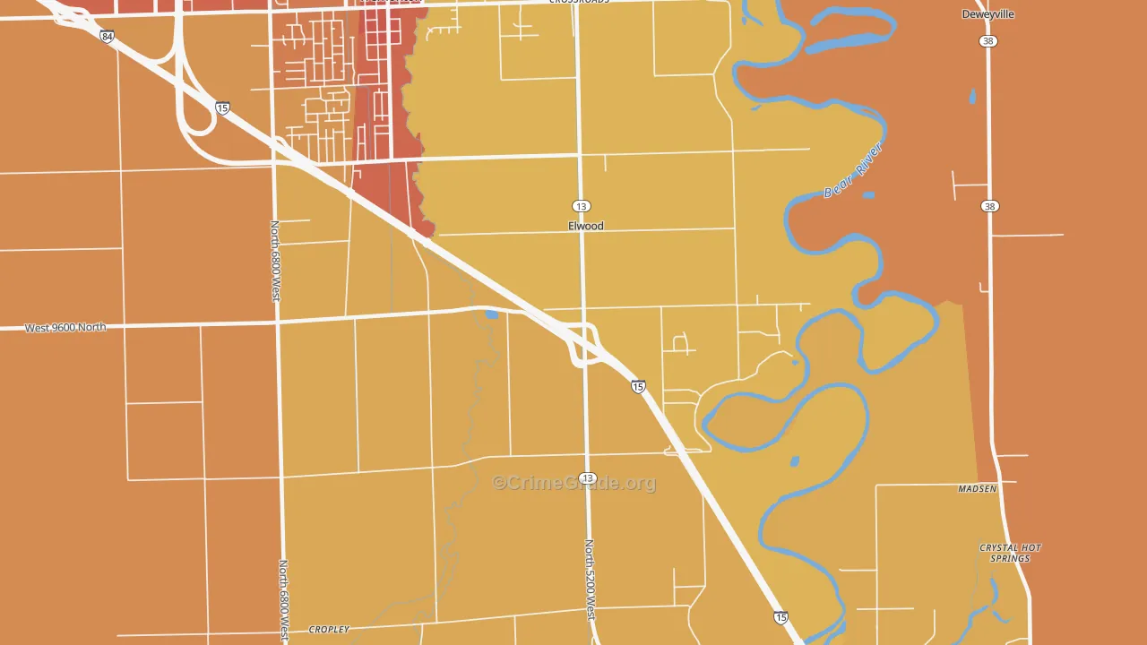 Elwood, UT Map of Murder Rates