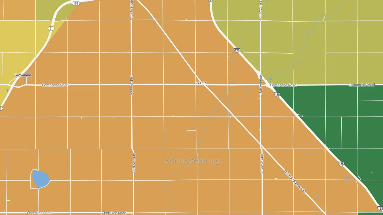 Elyria, KS Map of Murder Rates