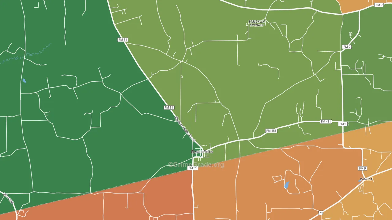 Elysian Fields, TX Map of Murder Rates