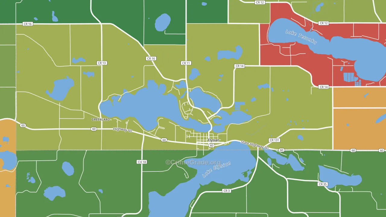 Elysian, MN Map of Murder Rates