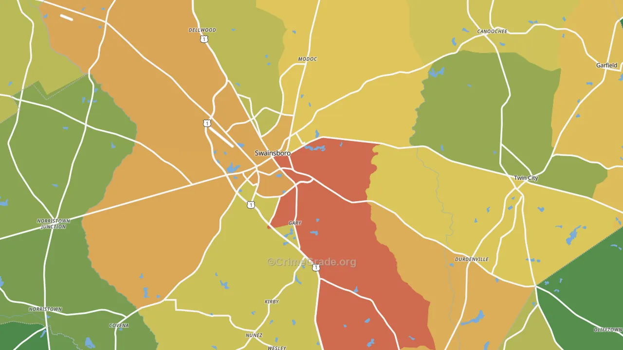 Emanuel County, GA Map of Murder Rates