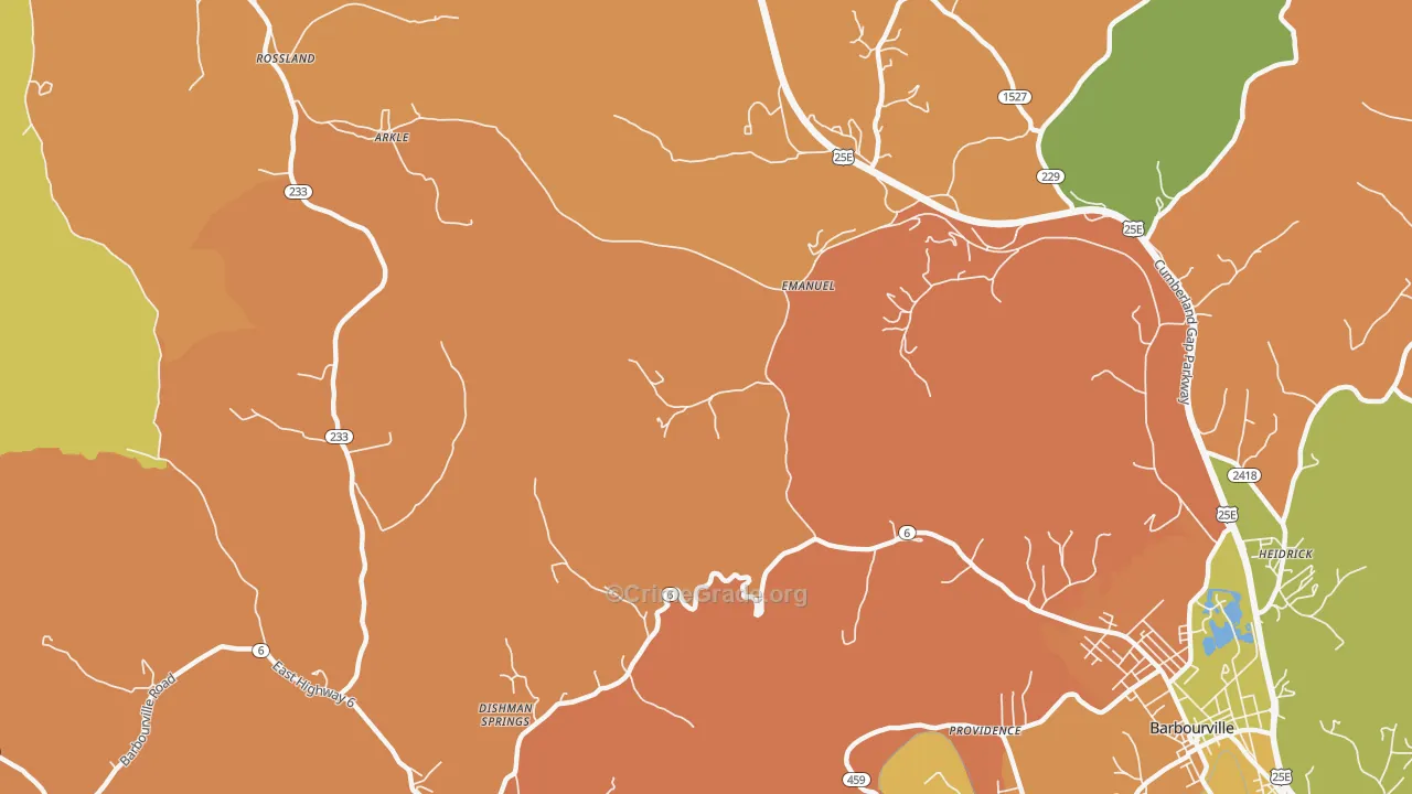 Emanuel, KY Map of Murder Rates