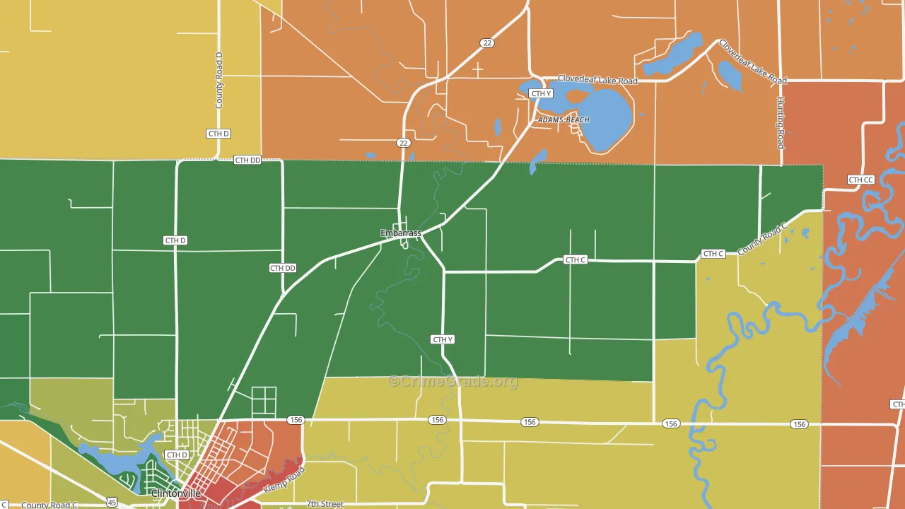 Embarrass, WI Map of Murder Rates