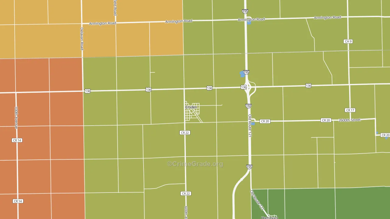Emden, IL Map of Murder Rates