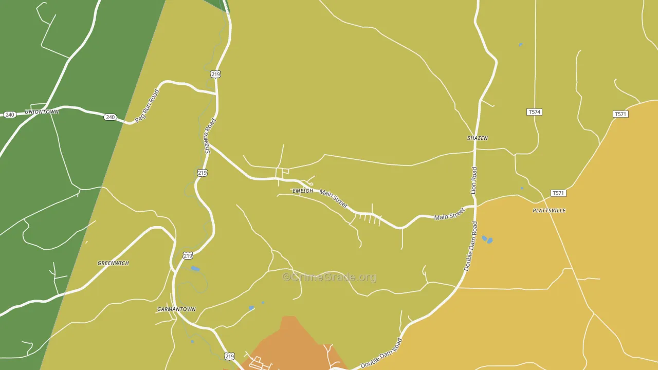 Emeigh, PA Map of Murder Rates