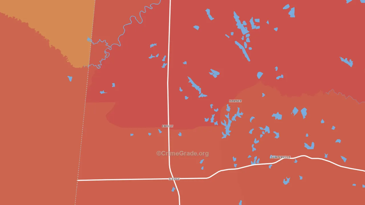 Emelle, AL Map of Murder Rates