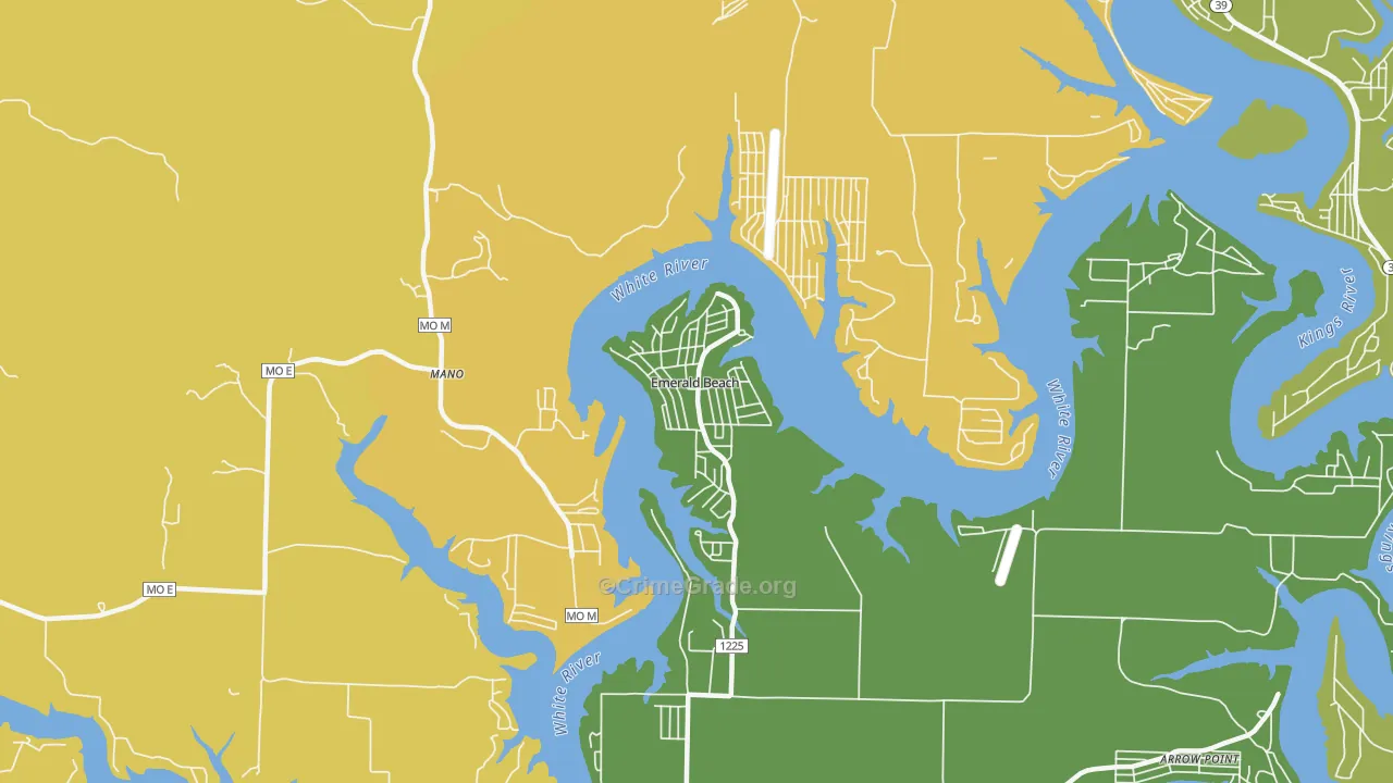 Emerald Beach, MO Map of Murder Rates