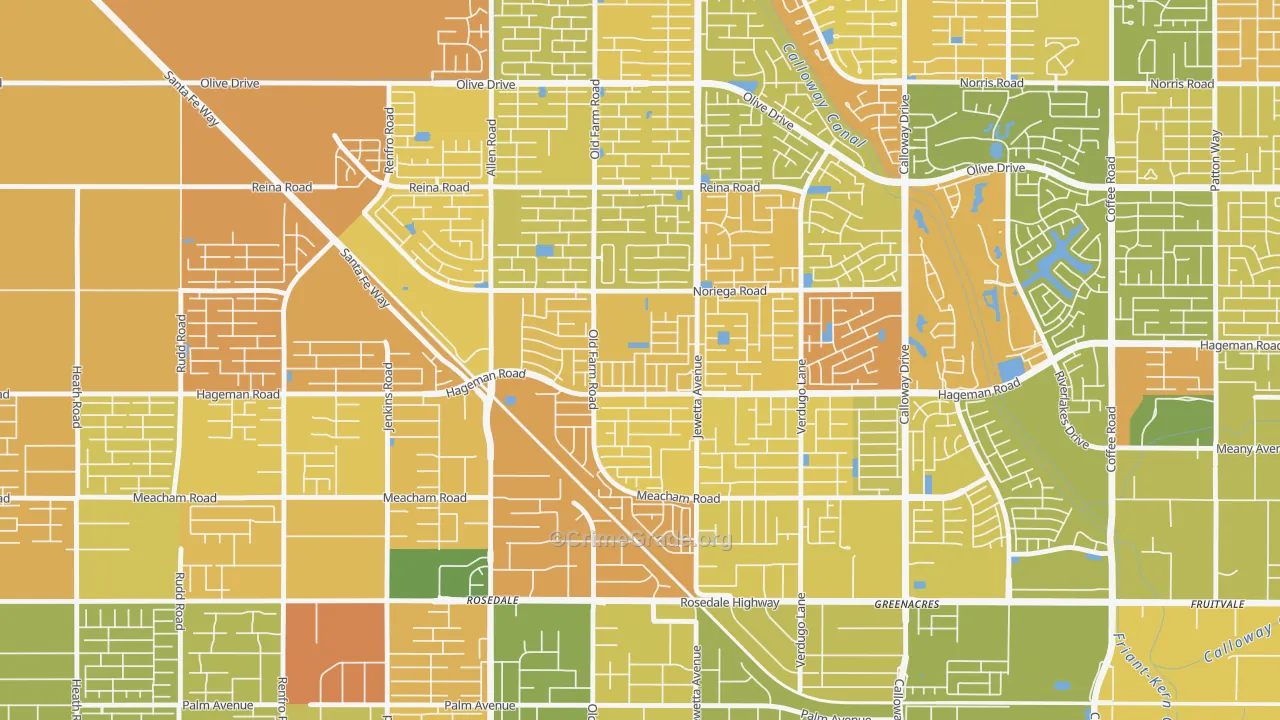 Emerald Estates, Bakersfield, CA Map of Murder Rates