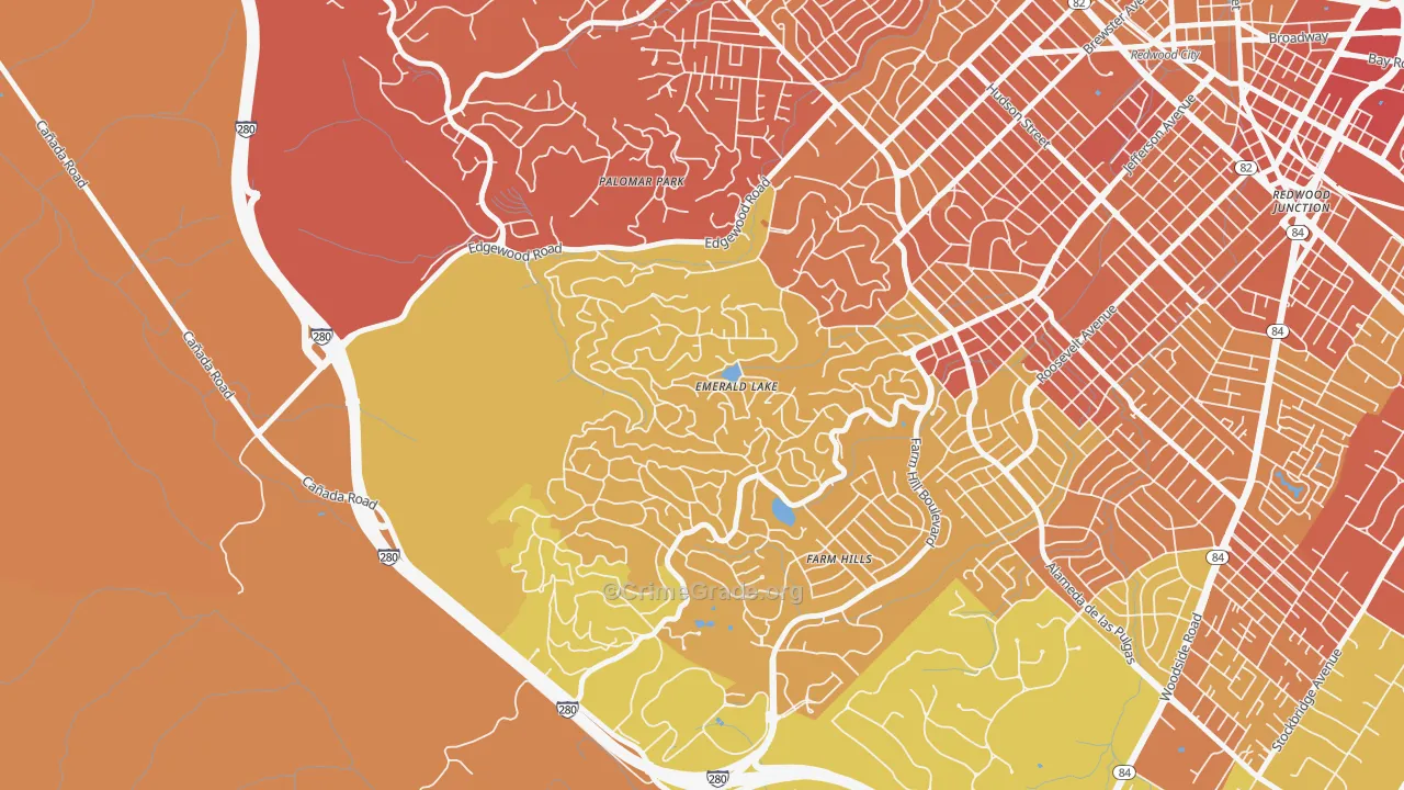 Emerald Lake Hills, Redwood City, CA Map of Murder Rates