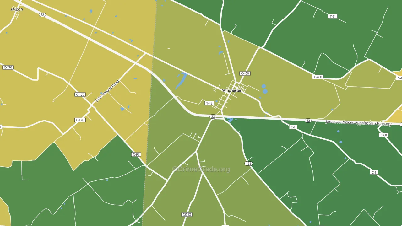 Emerald, OH Map of Murder Rates
