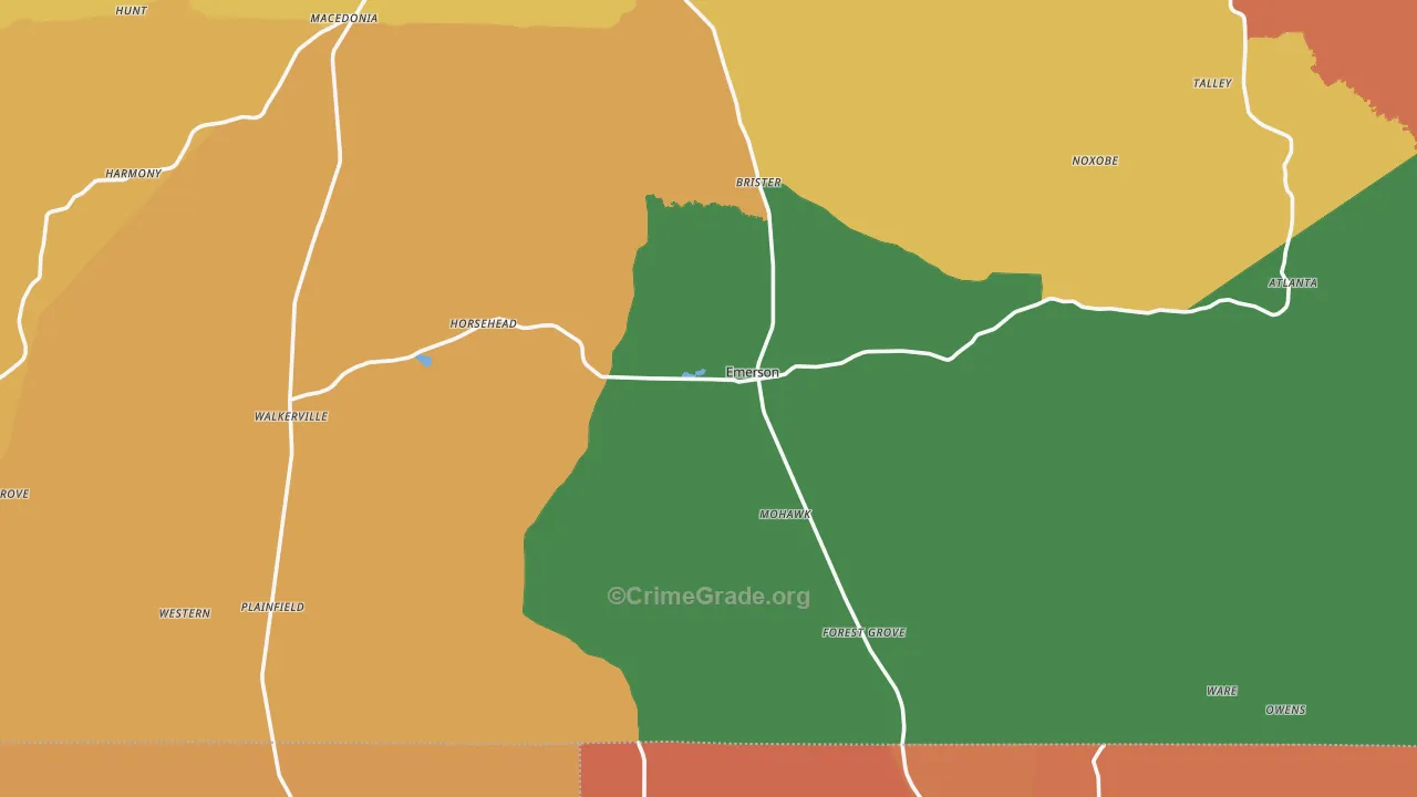 Emerson, AR Map of Murder Rates