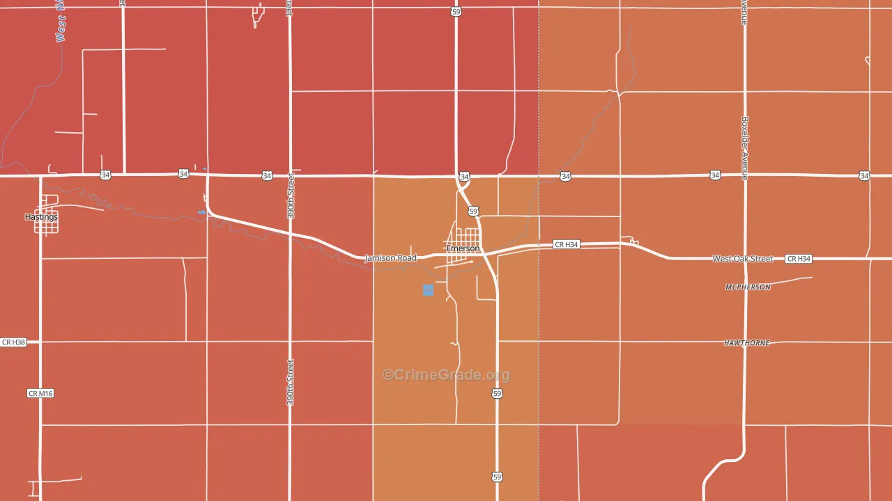 Emerson, IA Map of Murder Rates