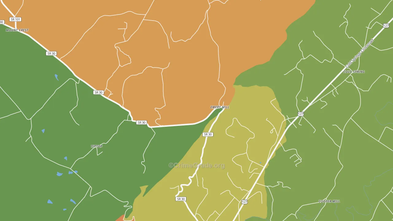 Emery Mill, TN Map of Murder Rates