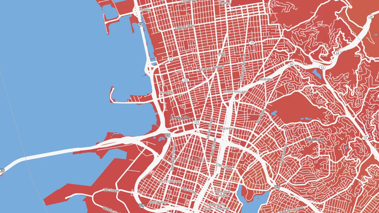 Emeryville, CA Map of Murder Rates