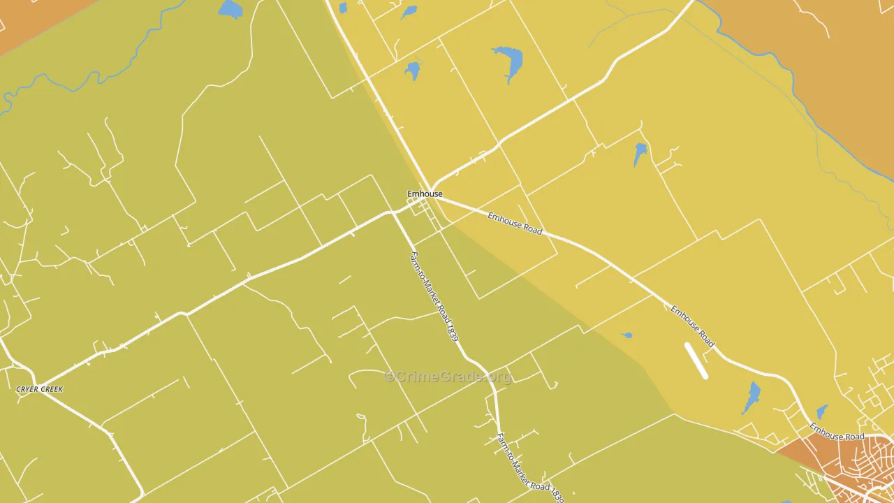 Emhouse, TX Map of Murder Rates