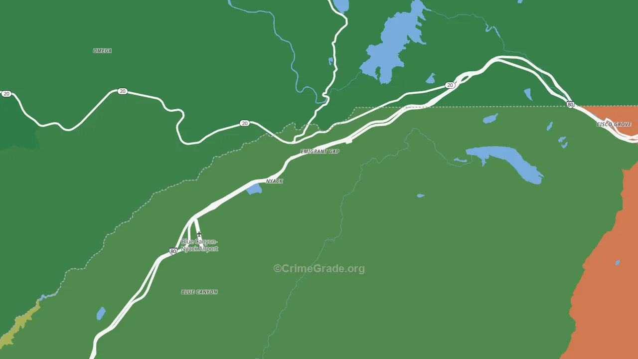 Emigrant Gap, CA Map of Murder Rates