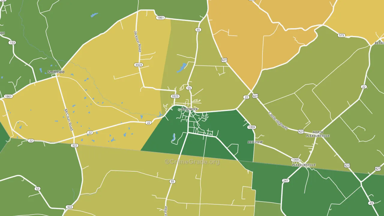 Eminence, KY Map of Murder Rates