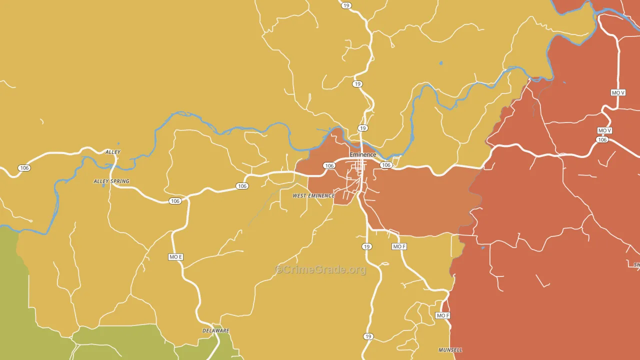 Eminence, MO Map of Murder Rates