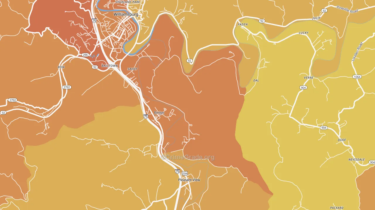 Emlyn, KY Map of Murder Rates