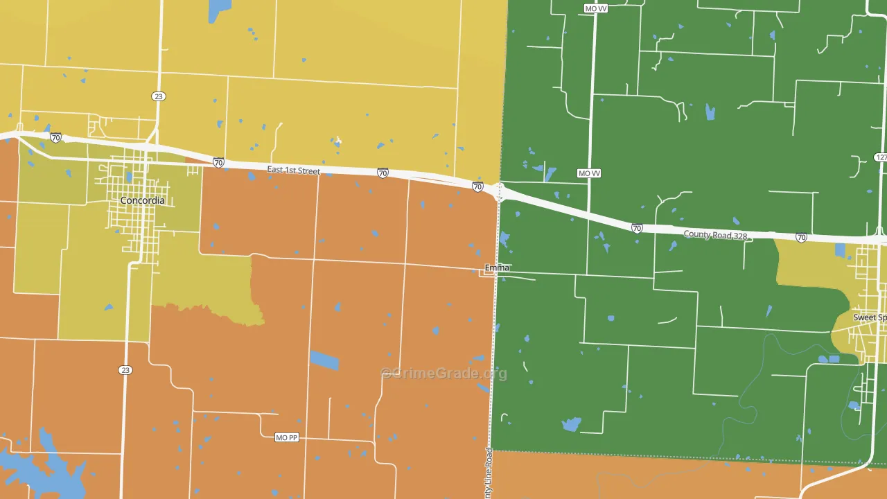 Emma, MO Map of Murder Rates