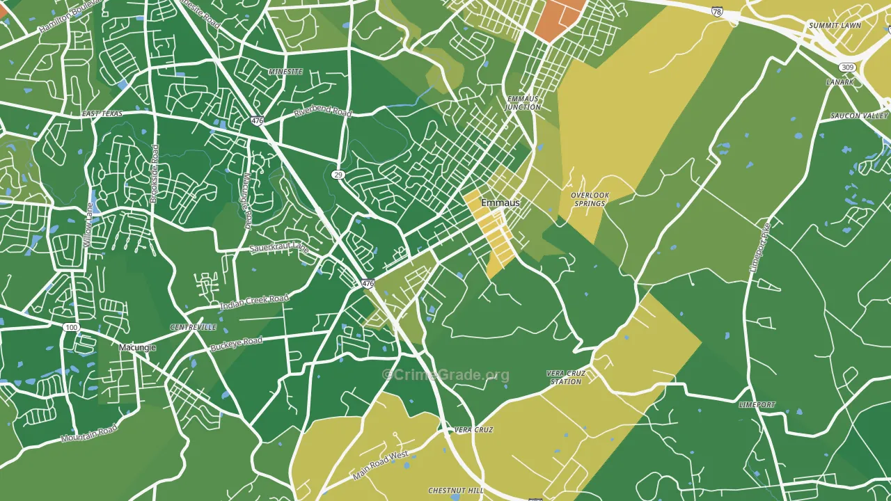 Emmaus, PA Map of Murder Rates
