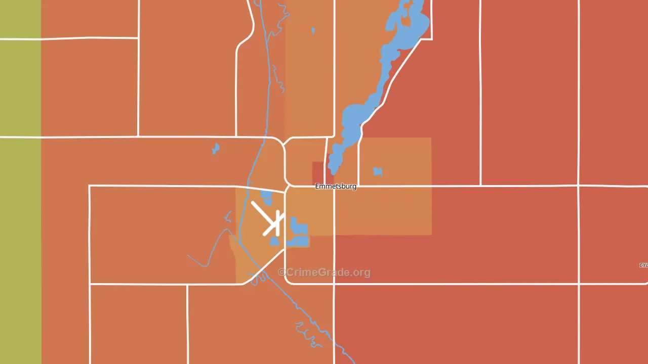 Emmetsburg, IA Map of Murder Rates