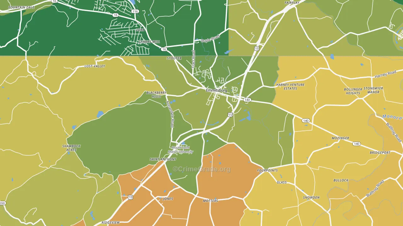 Emmitsburg, MD Map of Murder Rates