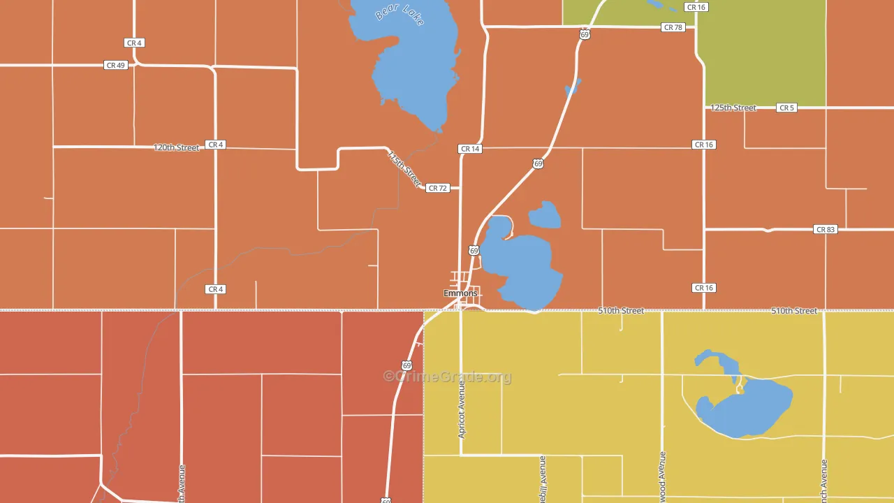 Emmons, MN Map of Murder Rates