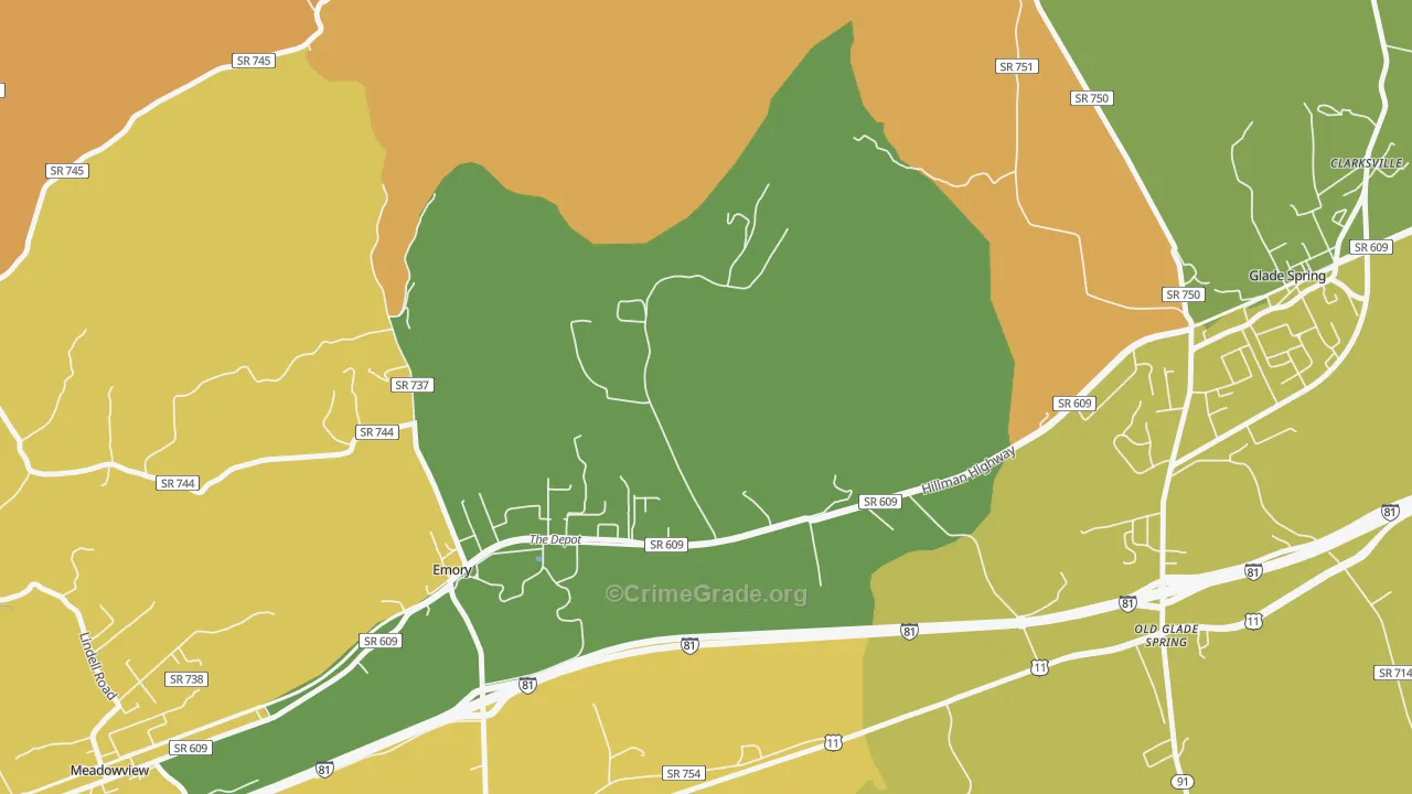 Emory, VA Map of Murder Rates