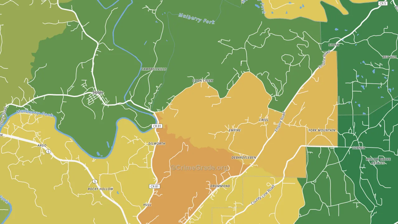 Empire, AL Map of Murder Rates
