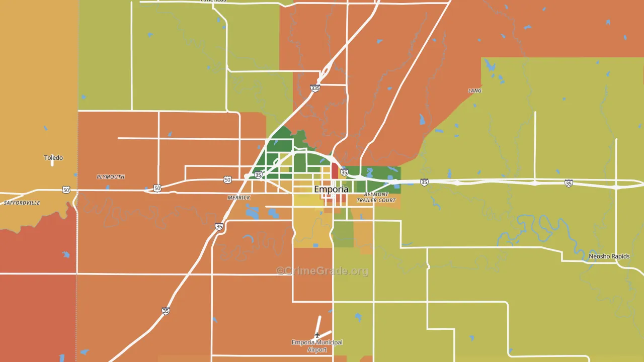 Emporia, KS Map of Murder Rates