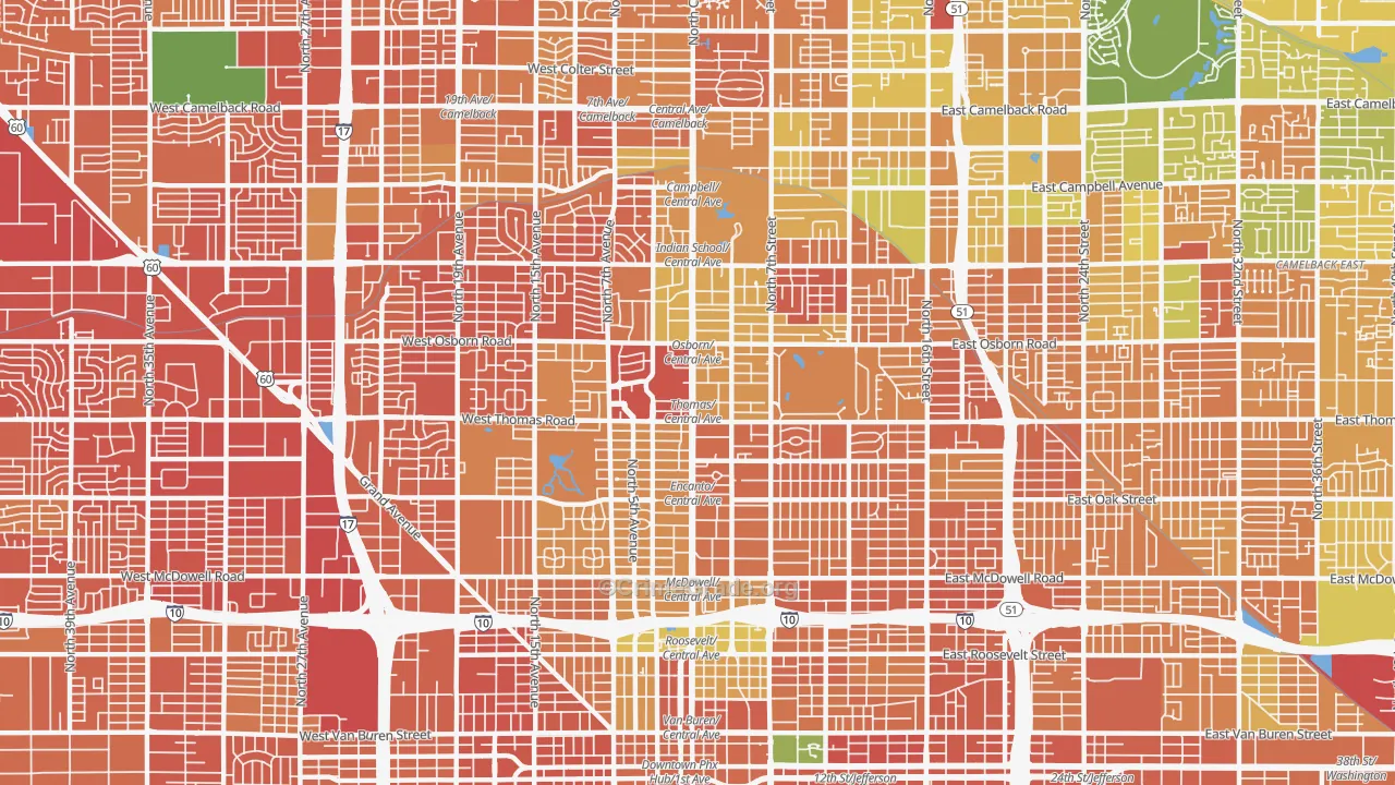 Encanto, Phoenix, AZ Map of Murder Rates