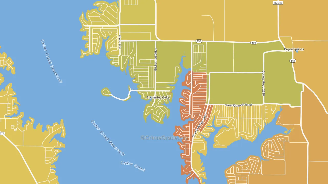 Enchanted Oaks, TX Map of Murder Rates