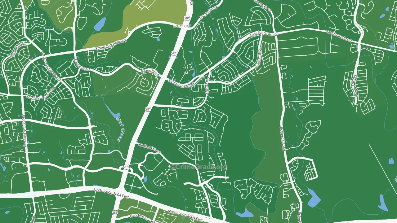 Encino Park, San Antonio, TX Map of Murder Rates