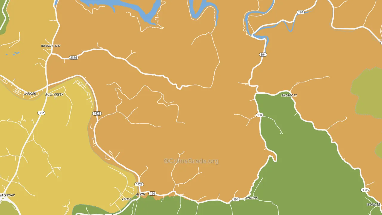 Endicott, KY Map of Murder Rates