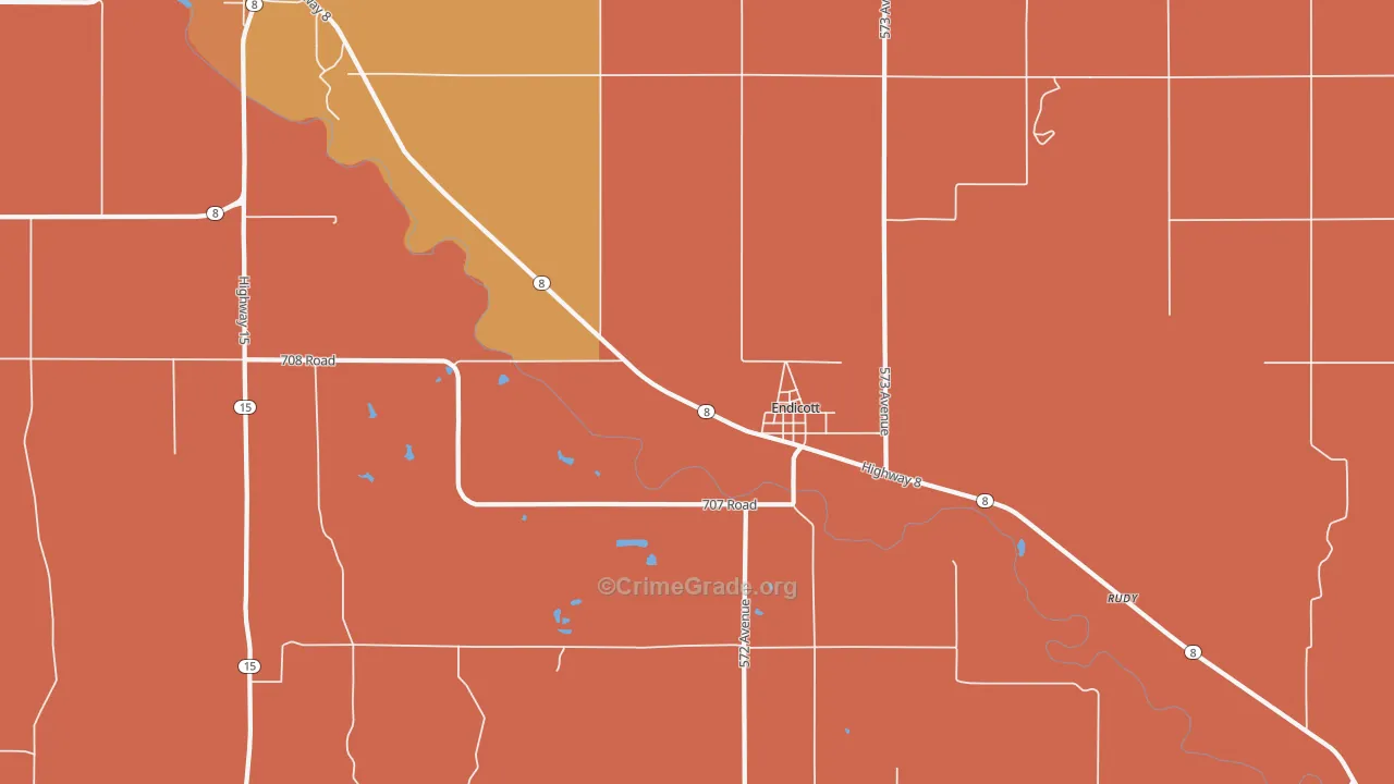 Endicott, NE Map of Murder Rates