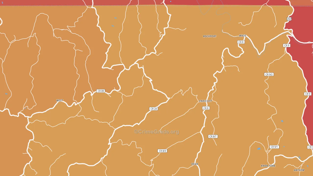 Endicott, WV Map of Murder Rates