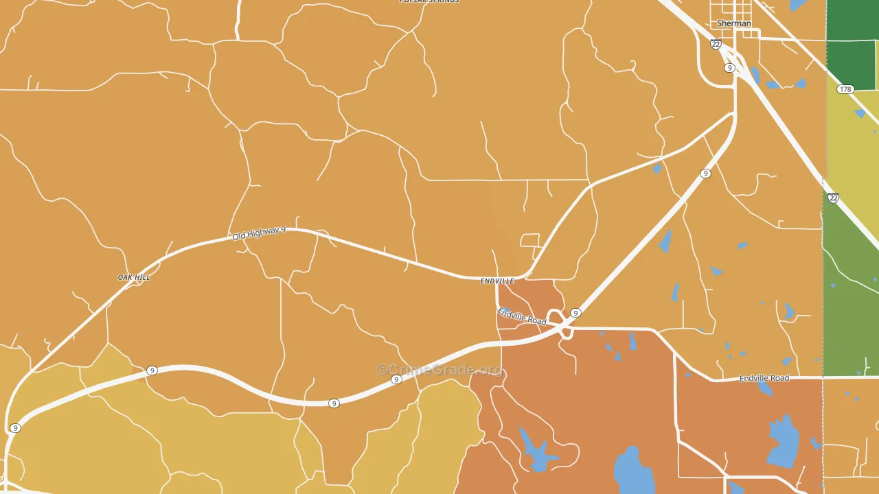 Endville, MS Map of Murder Rates