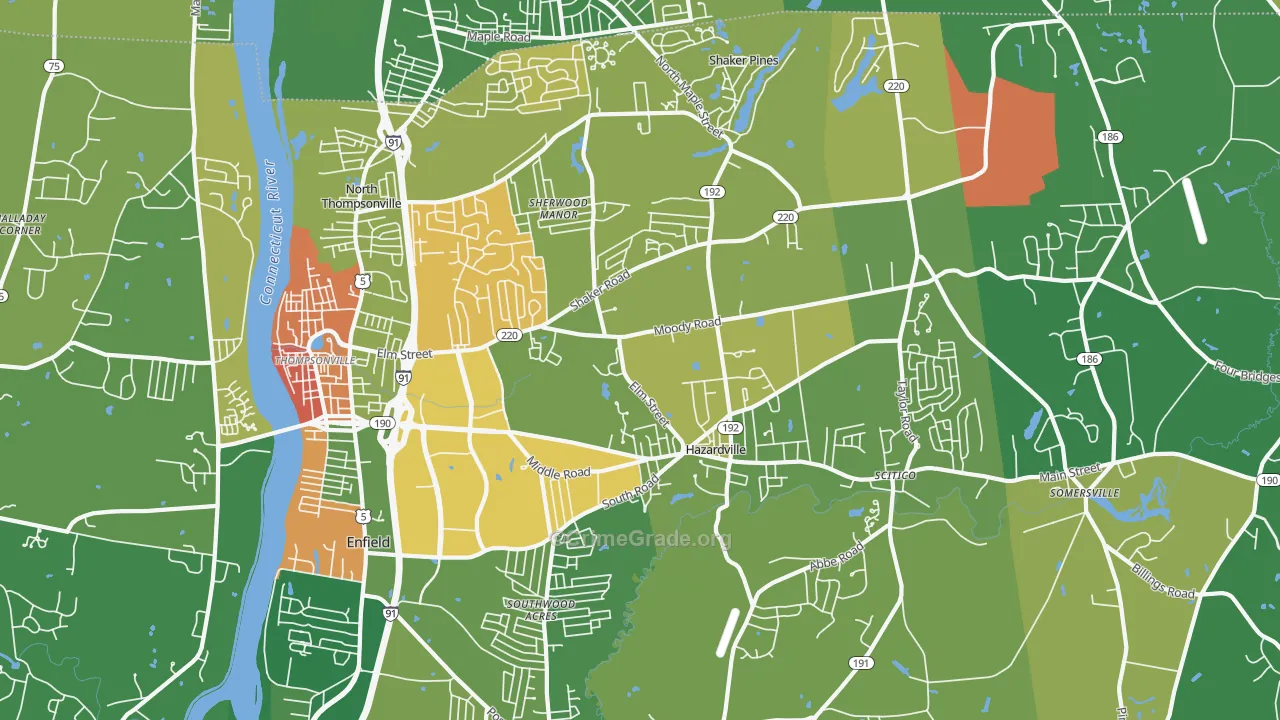 Enfield, CT Map of Murder Rates