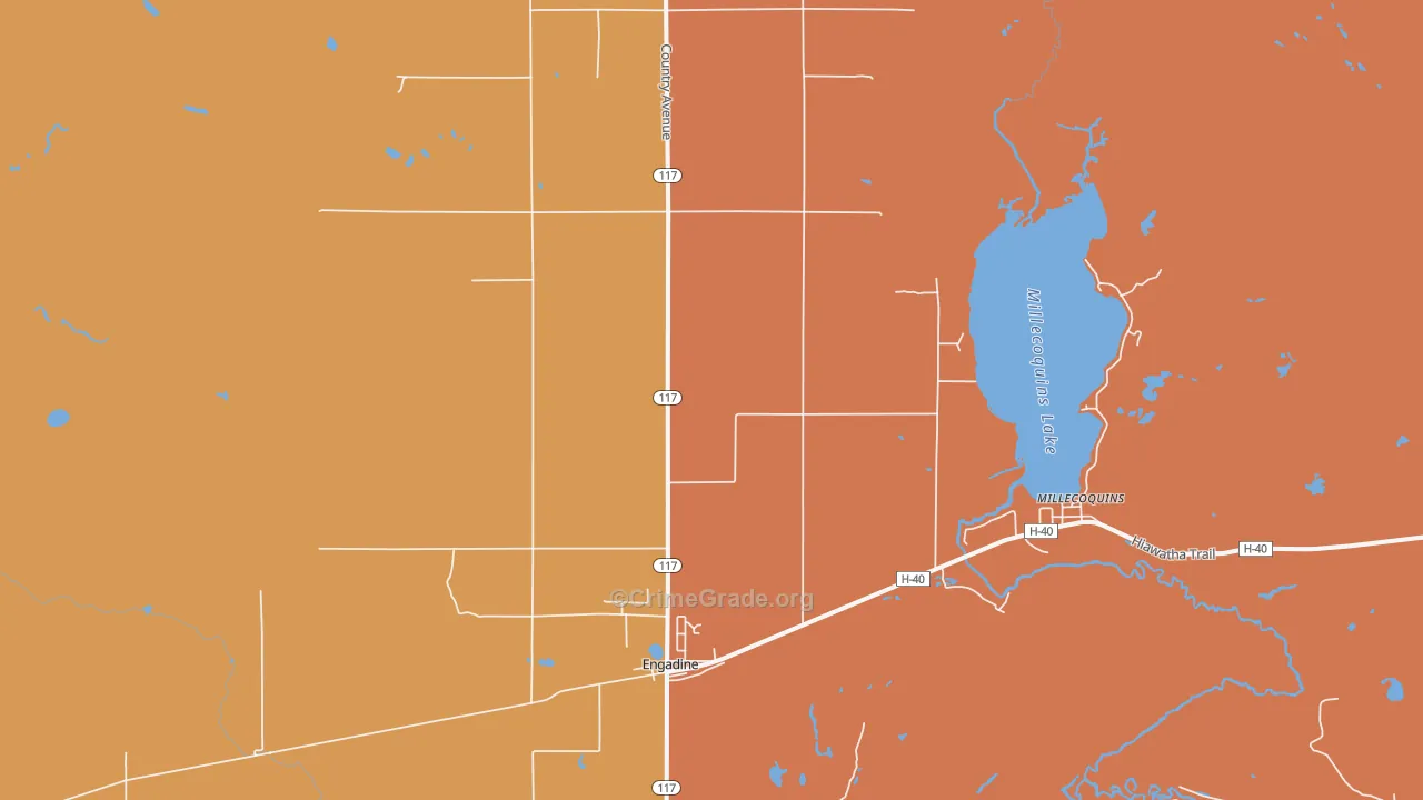 Engadine, MI Map of Murder Rates